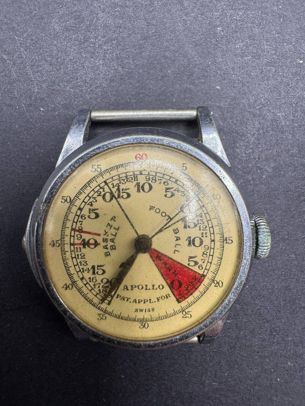 Vintage Apollo Swiss Sports Stopwatch Basketball Football Timer Pat Appl For